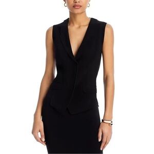 Norma Kamali Notch Lapel Vest – Size S | Black Tailored Zip Vest | MSRP $145 NWT